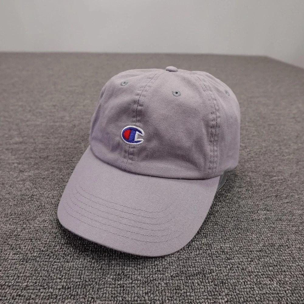 Champion Hat Cap Strap Back Mens One Size Purple Twill Baseball Logo Embroidered